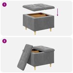 vidaXL Pouf de rangement Gris foncé 60 x 60 x 45 cm Velours