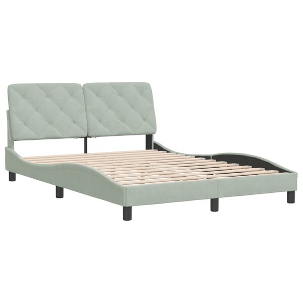 vidaXL Cadre de lit avec tête de lit Gris clair 140x190 cm Velours