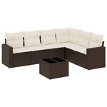 vidaXL Salon de jardin avec coussins 7 Pièces marron résine tressée
