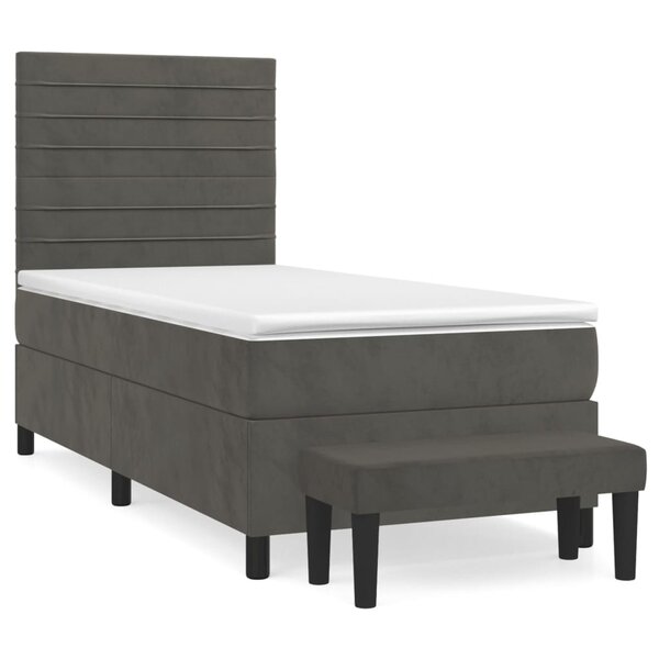 vidaXL Sommier à lattes de lit et matelas Gris foncé 90x190 cm Velours
