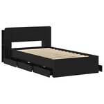 vidaXL Cadre de lit avec rangement Noir 75 x 190 cm Bois d'ingénierie