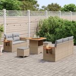 vidaXL Ensemble de canapé de jardin 8 Pièces Beige polyrotin