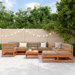 vidaXL Ensemble de salon de jardin 10 Pièces Brun cire Bois de pin massif