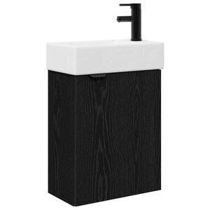 vidaXL Meuble de salle de bain avec robinet Chêne noir