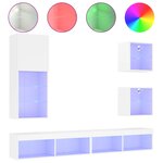 vidaXL Unités murales TV avec LED 5 Pièces blanc bois d'ingénierie