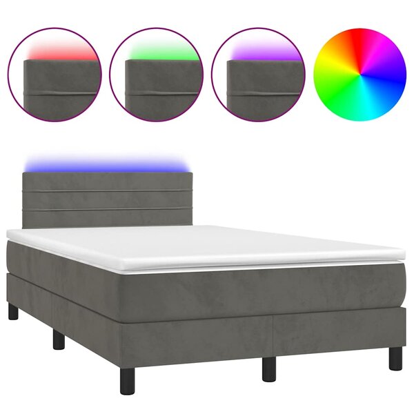 vidaXL Sommier à lattes de lit avec matelas LED gris foncé 120x190 cm