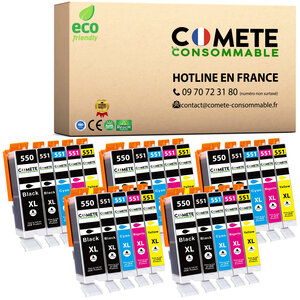 550XL 551XL - 25 cartouches compatibles pour Canon 550 XL 551 XL - COMETE