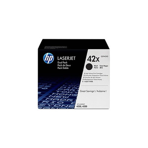 Hp 42x toners pack de 2 noir q5942xd