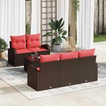vidaXL Ensemble de canapé de jardin 6 Pièces Beige et Rouge polyrotin