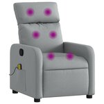 vidaXL Fauteuil inclinable de massage en tissu gris clair