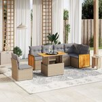 vidaXL Salon de jardin avec coussins 7 Pièces beige résine tressée