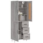 vidaXL Buffet haut Sonoma gris 69 5x34x180 cm Bois d'ingénierie