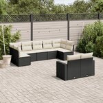 vidaXL Salon de jardin 9 Pièces avec coussins noir résine tressée