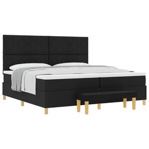 vidaXL Lit à ressorts avec matelas Noir 200 x 200 cm tissu