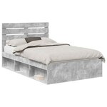 vidaXL Cadre de lit Gris Béton 135 x 190 cm Pin massif