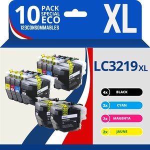 123CONSOMMABLES - LC3219XL Cartouches encre compatible avec Brother LC3219XL LC3219 LC3217 pour Brother MFC-J5330DW J5730DW J6930DW J5930DW J6530DW J6935DW (4 Noir / 2 Cyan / 2 Magenta / 2 Jaune)