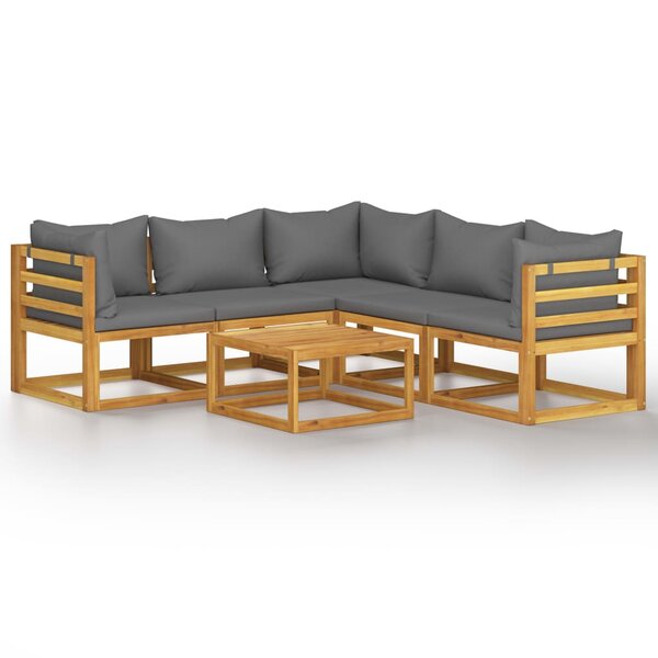 vidaXL Salon de jardin 6 Pièces avec coussin Bois d'acacia solide