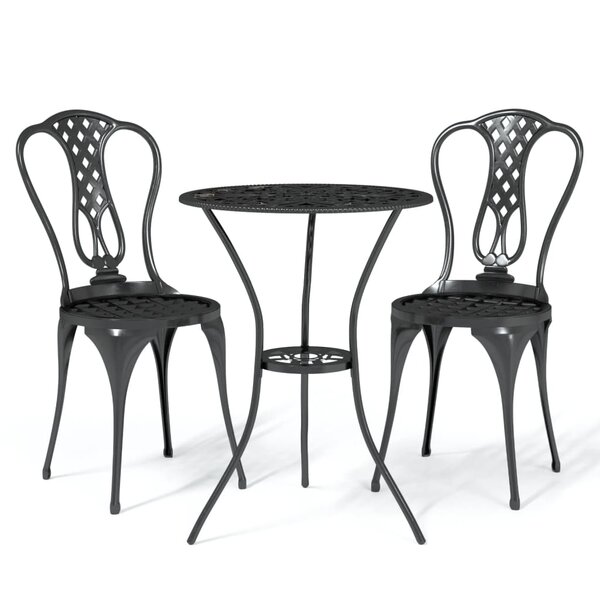 vidaXL Ensemble de bistro 3 Pièces Aluminium coulé Noir