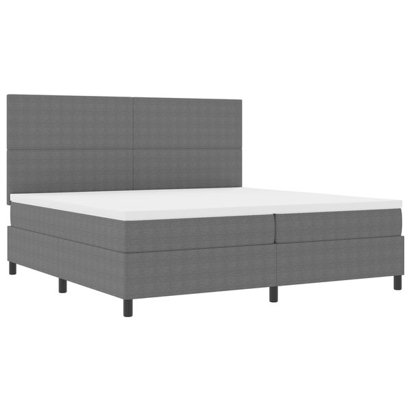 vidaXL Lit avec sommier à ressorts et lumière LED gris 200x200 cm tissu velours côtelé