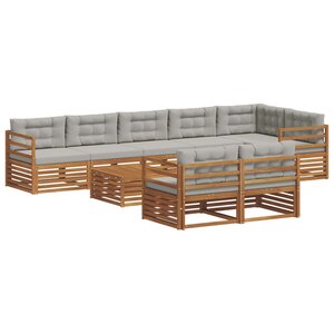 vidaXL Ensemble de canapés d'extérieur 9 Pièces Gris Naturel et Clair