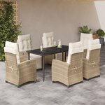 vidaXL Ensemble à manger de jardin et coussins 7 Pièces beige poly rotin
