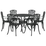 Ensemble de salle à manger de jardin de 7 pièces en aluminium coulé noir