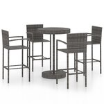 vidaXL Ensemble de bar de jardin 5 Pièces Résine tressée Gris