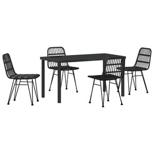 vidaXL Ensemble de salle à manger pour jardin 5 Pièces Noir Poly rotin