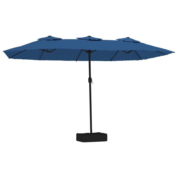 vidaXL Parasol de jardin à double tête avec LED bleu azuré 449x265 cm