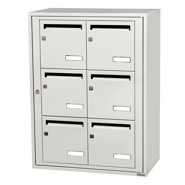 Bloc collectif leabox.com  2x3  grade 3  simple face  Intérieur  fixation murale   Blanc pur RAL 9010 finition brillante