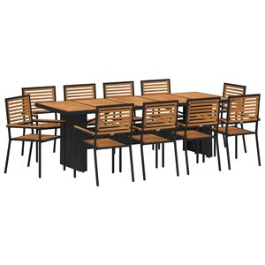 vidaXL Ensemble de salle à manger pour jardin 11 Pièces Noir et Marron