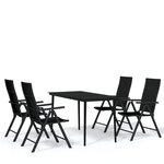 vidaXL Ensemble à manger de jardin 5 Pièces Noir