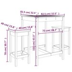 vidaXL Ensemble de bar de jardin 3 Pièces bois de pin massif