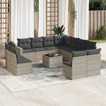 vidaXL Salon de jardin avec coussins 12 Pièces gris clair résine tressée