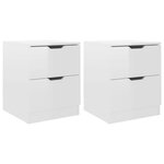 vidaXL Tables de chevet 2Pièces Blanc brillant 40x40x50cm bois ingénierie