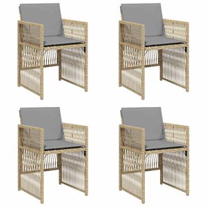 vidaXL Chaises de jardin avec coussins lot de 4 mélange beige
