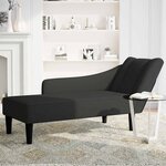 vidaXL Fauteuil long avec accoudoir droit noir velours