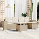 vidaXL Salon de jardin avec coussins 6 Pièces beige résine tressée