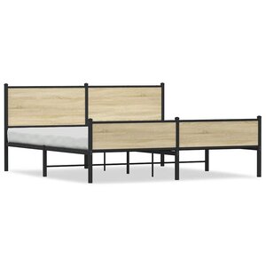 vidaXL Cadre de lit en métal sans matelas chêne sonoma 180x200 cm