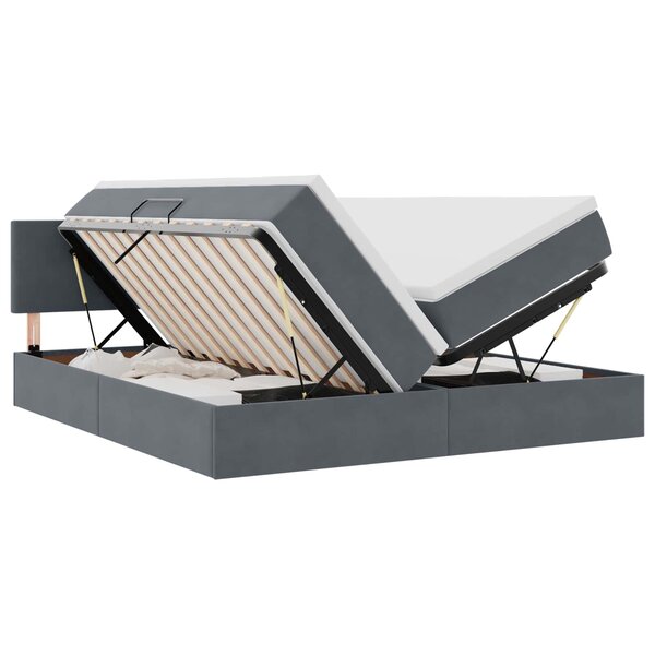 vidaXL Lit de Rangement avec tête de lit Gris foncé 90 x 200 cm