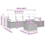 Ensemble de Canapé de Jardin de 5 Pièces avec Coussins Gris Poly Rattan