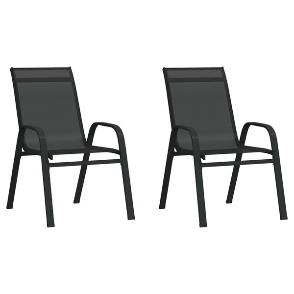 vidaXL Chaises empilables de jardin lot de 2 Noir Tissu textilène