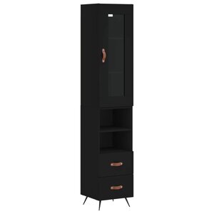 vidaXL Buffet haut Noir 34 5x34x180 cm Bois d'ingénierie