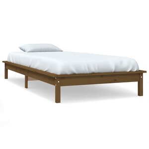 vidaXL Cadre de lit sans matelas marron miel 100x200 cm bois massif