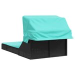 vidaXL Chaise longue double et auvent et coussins noir résine tressée