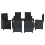 vidaXL Ensemble de salle à manger pour jardin 7 Pièces Noir polyrotin