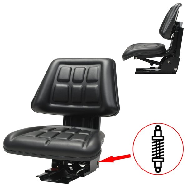 vidaXL Siège de tracteur avec suspension Noir