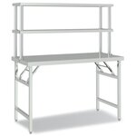 vidaXL Table de travail de cuisine avec étagère 120x60x145 cm Inox