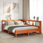 vidaXL Lit bibliothèque sans matelas cire marron 140x200 cm pin massif