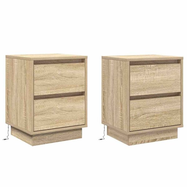 vidaXL Armoires de chevet avec lumières LED 2 Pièces chêne Sonoma 39x34 5x50 cm